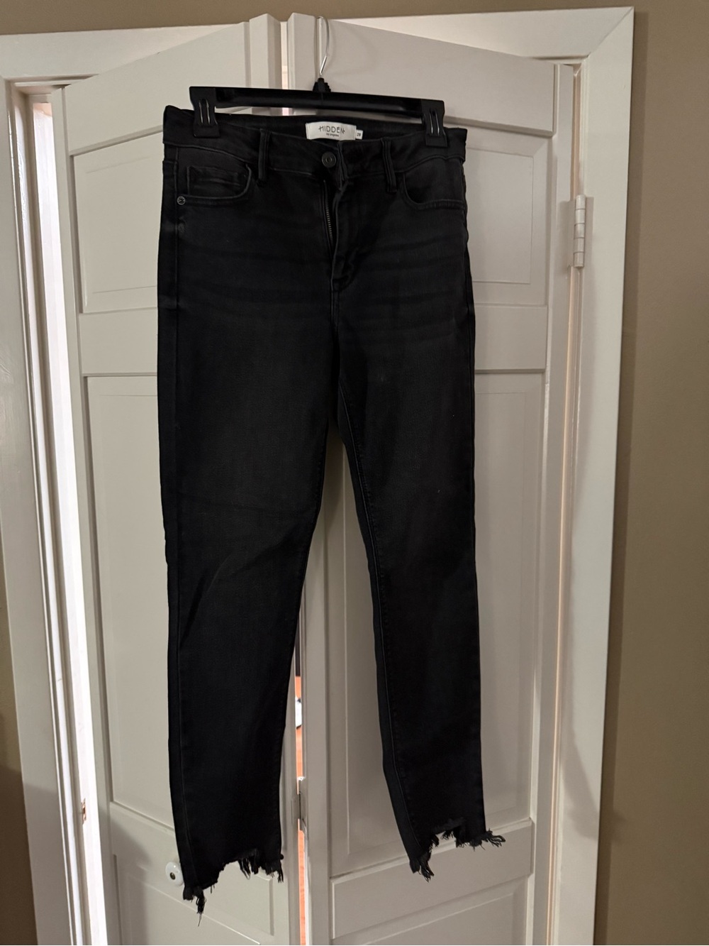 Mavi Black High-Rise Skinny Jeans with Raw Frayed Hem